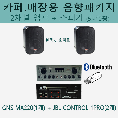 JBL 카페음향 세트 (Control 1Pro + GNS 2채널 앰프) / 블루투스 앰프