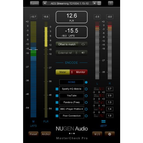 NUGEN Audio MasterCheck / 디지털 뮤직 서비스를 위한 마스터 미터 플러그인 / 정품